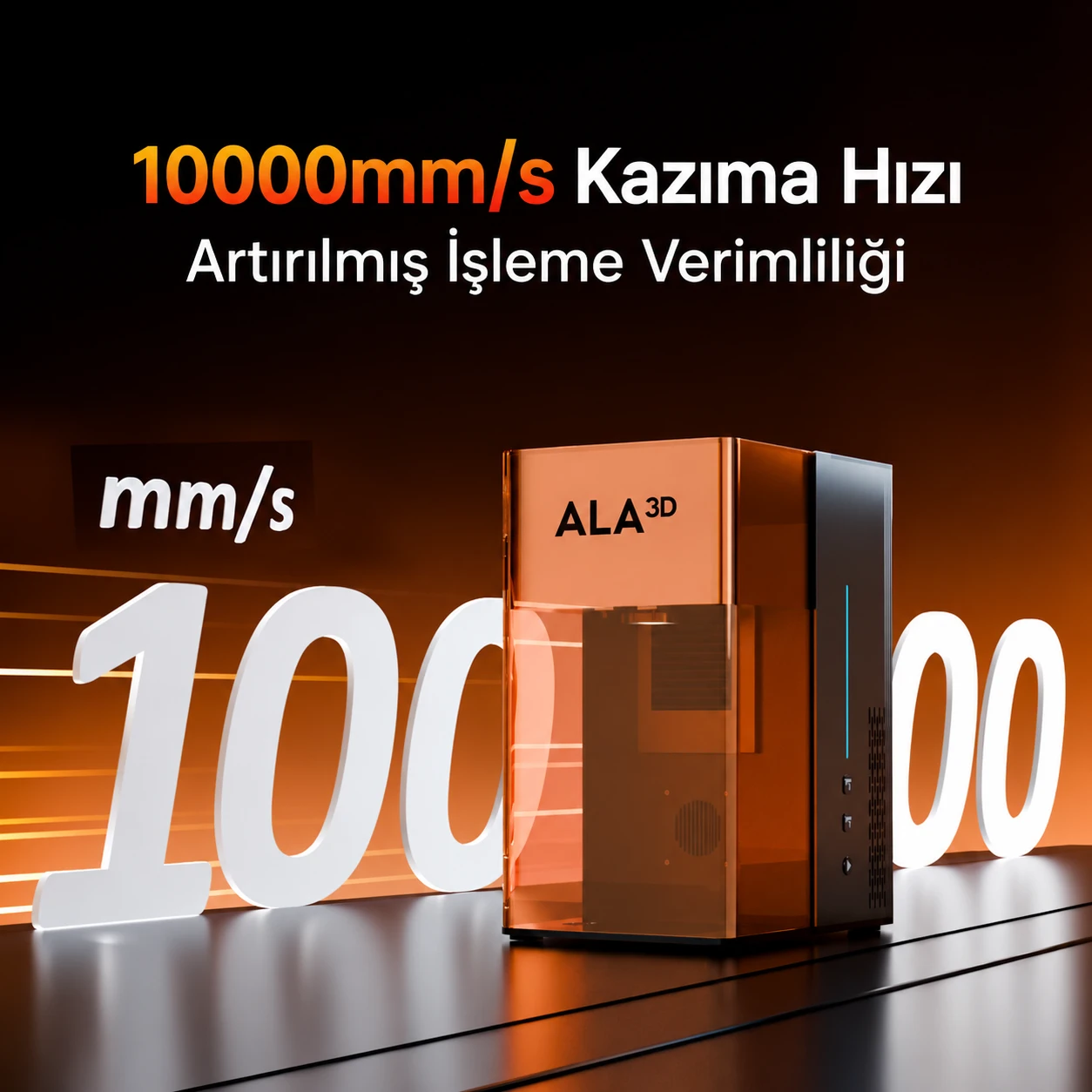 LaserGO için belirtilen 10.000 mm/sn kazıma hızı